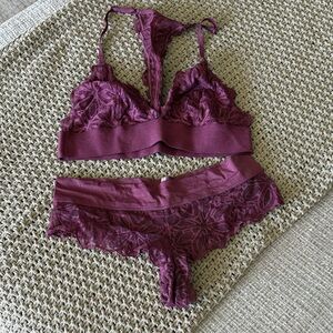 Victoria's Secret Lace Bralette and Panty Set - Deep Purple